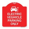 Signmission Electric Vehicle Parking W/ Graphic, Red & White Aluminum Sign, 18" x 18", RW-1818-24117 A-DES-RW-1818-24117